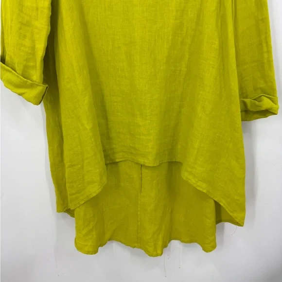 BRYN WALKER 100% Heavy Linen LEO bright green Lagen look Hilo TUNIC L - Picture 5 of 9
